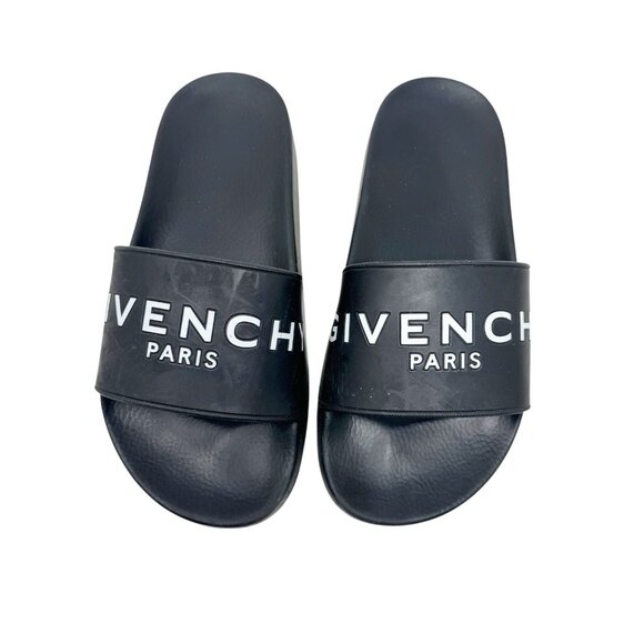Givenchy Black Platform Rubber Logo Slide On Pool Sandal Flip Flop womens 37 7 - Picture 1 of 13